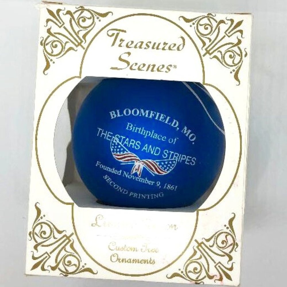 Patriotic Bloomfield, MO Christmas Ornament, Birthplace of Stars and Stripes
